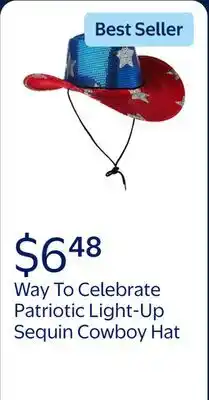 Walmart Patriotic Light-Up Sequin Cowboy Hat, by Way To Celebrate offer