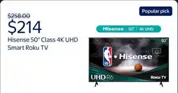 Walmart Hisense 50 Class 4K UHD LED LCD Roku Smart TV HDR R6 Series 50R6E3 offer