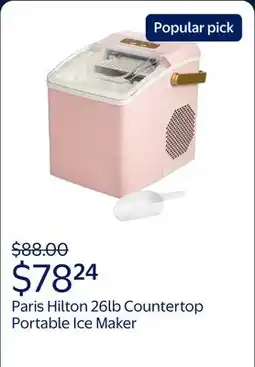 Walmart Paris Hilton 26lb Countertop Portable Ice Maker with Scoop, Pink offer