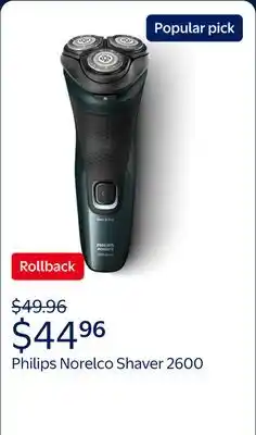 Walmart Philips Norelco Shaver 2600, Corded and Rechargeable Cordless Electric Shaver with Pop-Up Trimmer offer