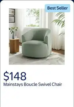 Walmart Mainstays Boucle Swivel Chair, Olive offer