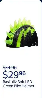 Walmart Raskullz Bolt LED Green Bike Helmet, Child 5+ offer