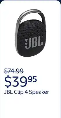 Walmart JBL Clip 4, Ultra-portable Waterproof Speaker offer