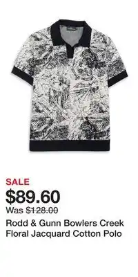 Nordstrom Rodd & Gunn Bowlers Creek Floral Jacquard Cotton Polo offer