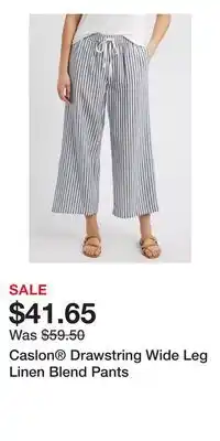 Nordstrom Caslon Drawstring Wide Leg Linen Blend Pants offer