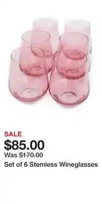 Nordstrom Set of 6 Stemless Wineglasses offer