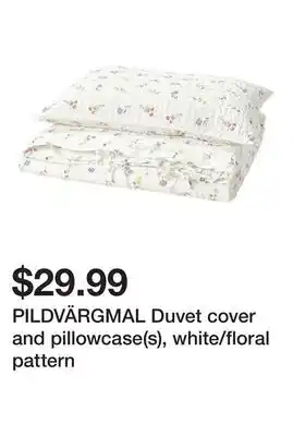 Ikea PILDVÄRGMAL Duvet cover and pillowcase(s), white/floral pattern offer