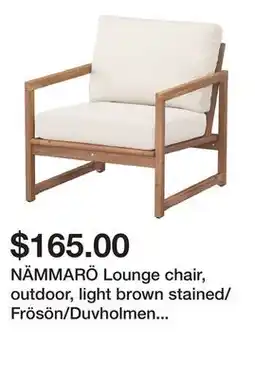 Ikea NÄMMARÖ Lounge chair, outdoor, light brown stained/Frösön/Duvholmen beige offer