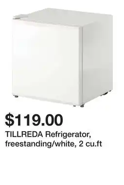 Ikea TILLREDA Refrigerator, freestanding/white, 2 cu.ft offer