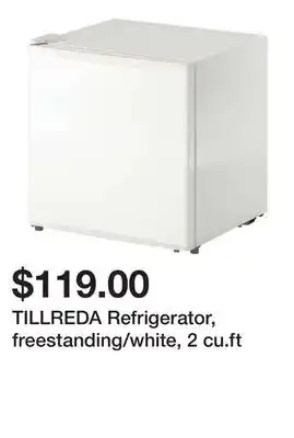 Ikea TILLREDA Refrigerator, freestanding/white, 2 cu.ft offer