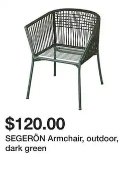 Ikea SEGERÖN Armchair, outdoor, dark green offer
