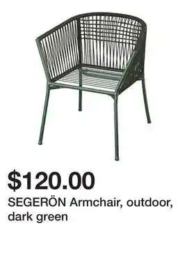 Ikea SEGERÖN Armchair, outdoor, dark green offer