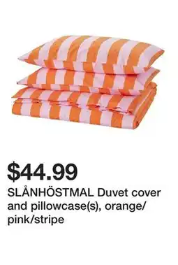 Ikea SLÅNHÖSTMAL Duvet cover and pillowcase(s), orange/pink/stripe offer