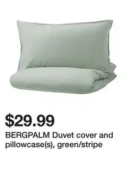 Ikea BERGPALM Duvet cover and pillowcase(s), green/stripe offer
