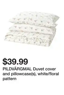 Ikea PILDVÄRGMAL Duvet cover and pillowcase(s), white/floral pattern offer