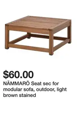 Ikea NÄMMARÖ Seat sec for modular sofa, outdoor, light brown stained offer