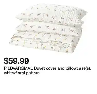 Ikea PILDVÄRGMAL Duvet cover and pillowcase(s), white/floral pattern offer