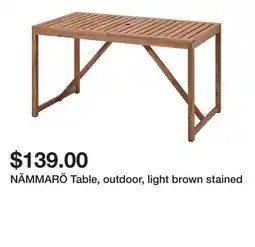 Ikea NÄMMARÖ Table, outdoor, light brown stained offer