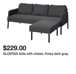 Ikea GLOSTAD Sofa with chaise, Knisa dark gray offer