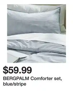 Ikea BERGPALM Comforter set, blue/stripe offer