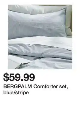 Ikea BERGPALM Comforter set, blue/stripe offer