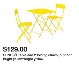 Ikea SUNDSÖ Table and 2 folding chairs, outdoor bright yellow/bright yellow offer