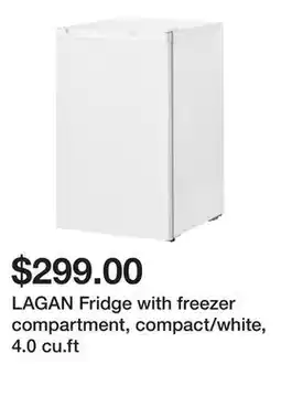 Ikea LAGAN Fridge with freezer compartment, compact/white, 4.0 cu.ft offer