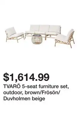 Ikea TVARÖ 5-seat furniture set, outdoor, brown/Frösön/Duvholmen beige offer