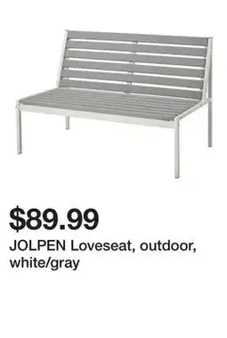 Ikea JOLPEN Loveseat, outdoor, white/gray offer