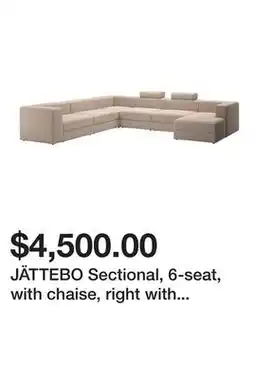 Ikea JÄTTEBO Sectional, 6-seat, with chaise, right with headrests/Samsala gray-beige offer
