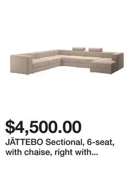 Ikea JÄTTEBO Sectional, 6-seat, with chaise, right with headrests/Samsala gray-beige offer
