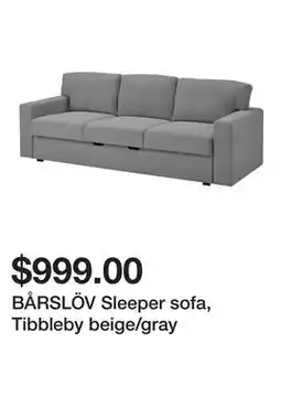 Ikea BÅRSLÖV Sleeper sofa, Tibbleby beige/gray offer