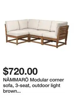 Ikea NÄMMARÖ Modular corner sofa, 3-seat, outdoor light brown stained/Frösön/Duvholmen beige offer