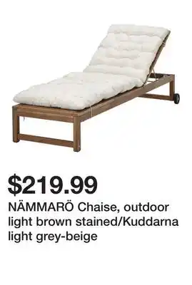 Ikea NÄMMARÖ Chaise, outdoor light brown stained/Kuddarna light grey-beige offer