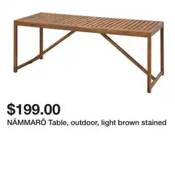 Ikea NÄMMARÖ Table, outdoor, light brown stained offer