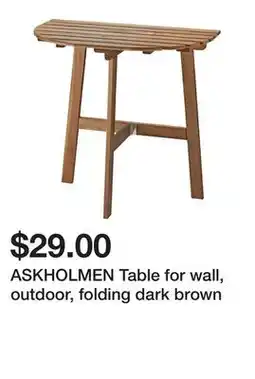 Ikea ASKHOLMEN Table for wall, outdoor, folding dark brown offer