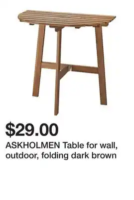 Ikea ASKHOLMEN Table for wall, outdoor, folding dark brown offer