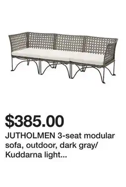 Ikea JUTHOLMEN 3-seat modular sofa, outdoor, dark gray/Kuddarna light grey-beige offer