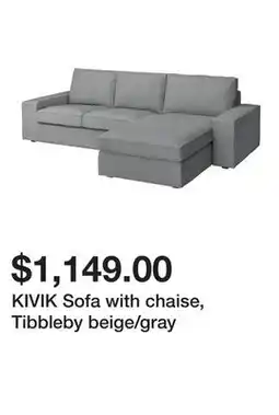 Ikea KIVIK Sofa with chaise, Tibbleby beige/gray offer