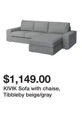 Ikea KIVIK Sofa with chaise, Tibbleby beige/gray offer