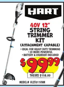 Ollie's HART 40V 12 STRING TRIMMER KIT (ATTACHMENT CAPABLE) offer