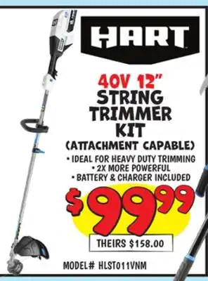 Ollie's HART 40V 12 STRING TRIMMER KIT (ATTACHMENT CAPABLE) offer