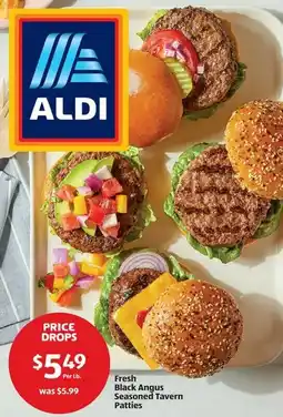 Aldi Fresh black angus seasoned tavern patties offer
