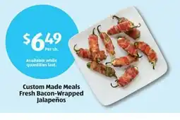 Aldi Custom made meals fresh bacon-wrapped jalapeños offer