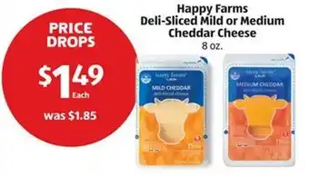Aldi Happy farms deli-sliced mild or medium cheddar cheese offer