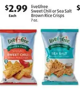 Aldi Livegfree sweet chili or sea salt brown rice crisps offer