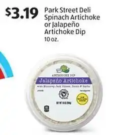 Aldi Park street deli spinach artichoke or jalapeño artichoke dip offer