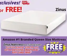 Ocean State Job Lot Zinus Mattress offer