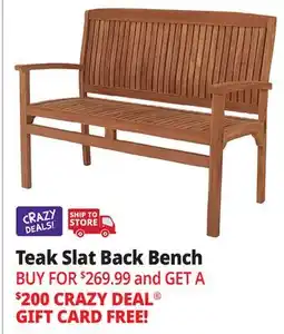 Ocean State Job Lot Teak Slat Back Bench offer