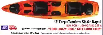 Ocean State Job Lot Wilderness Systems Targa 130T Recreational Tandem Kayak Mango offer